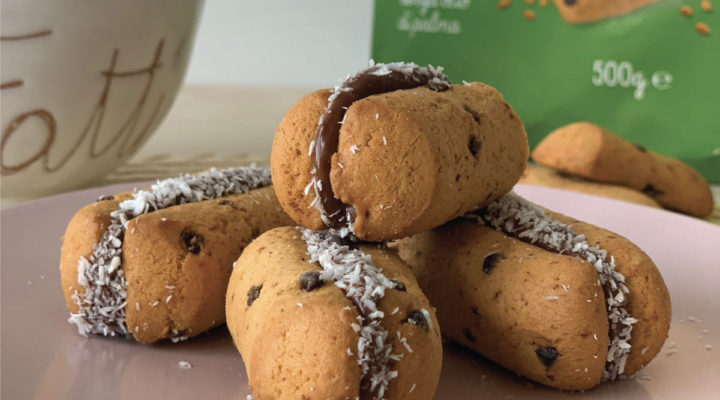 Burger di Fattincasa con crema al cioccolato e granella di cocco